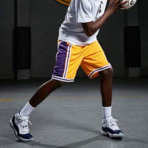 Short jaune à rayures Ehot Lakers 492041