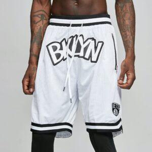 Short de basket-ball Ehot Nets Patch short blanc blanc 490645