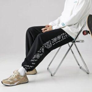 Pantalon de survêtement Ehot Paisley Pantalon noir blanc 498577