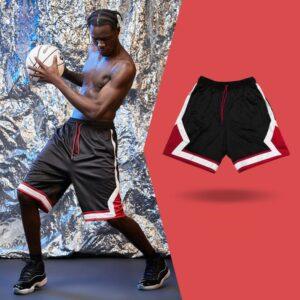 Short de basket Ehot lignes rouge-blanc short noir 491502