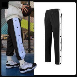 Pantalon de basket Ehot blanc-gris boutons pantalon noir 500948