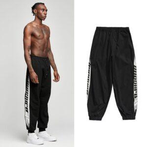 Pantalon de survêtement Ehot Zip Stripe Pantalon noir Gris 498599