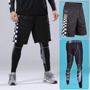 Ensemble de compression shorts et collants Ehot Checkers Black Ensemble short-collant 516327