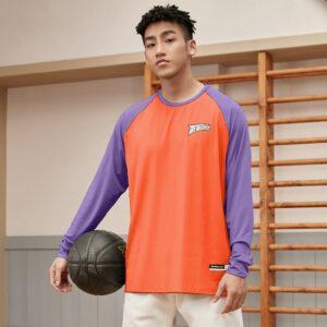 T-Shirt Ehot Colorblock Orange-Violet Manches Longues 514530