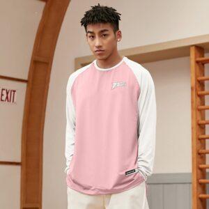 T-shirt Ehot Colorblock Rose-Blanc Manches Longues 514562