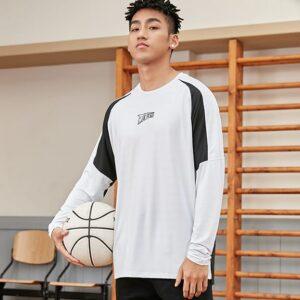 T-shirt Ehot Colorblock Blanc-Noir Manches Longues 514582