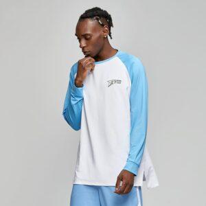 T-shirt Ehot Colorblock Blanc-Bleu Manches Longues 514572
