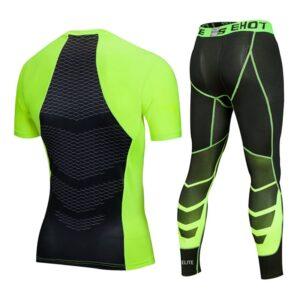 Ensemble collants de compression et T-shirt de course Ehot vert-noir ensemble t-shirt-collants noir 516341