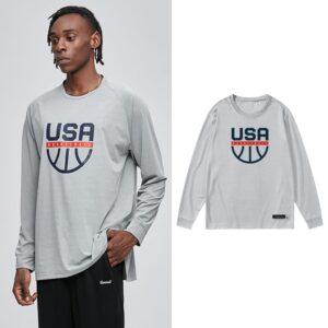 T-shirt Ehot USA Gris Manches Longues Crème 513965