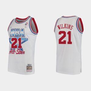 Maillot de basket-ball 1991 Atlanta Hawks #21 Dominique Wilkins NBA All-Star blanc maillot blanc 532370