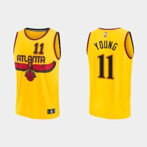 Maillot de basket-ball 2021-22 Atlanta Hawks #11 Trae Young Réplique City Gold Jersey 534502