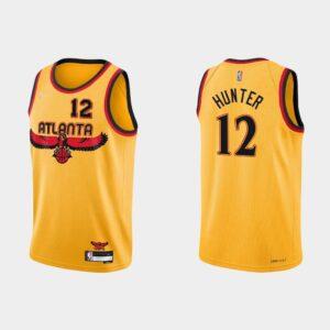 2021-22 Atlanta Hawks #12 De'Andre Hunter 75e anniversaire Maillot de basket-ball en or 535063