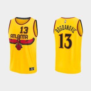Maillot de basket-ball 2021-22 Atlanta Hawks #13 Bogdan Bogdanovic Réplique City Gold Jersey 535000