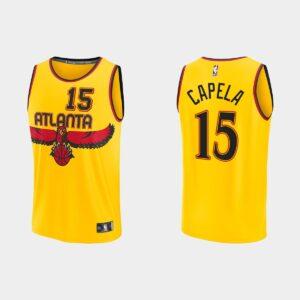 2021-22 Atlanta Hawks #15 Clint Capela Réplique Maillot de basket-ball City Gold Jersey 532397