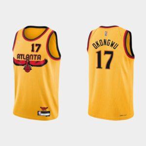 Maillot de basket-ball 2021-22 Atlanta Hawks #17 Onyeka Okongwu 75e anniversaire Maillot d'or 535054