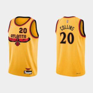 Maillot de basket-ball 2021-22 Atlanta Hawks #20 John Collins 75e anniversaire City Gold Jersey 534276