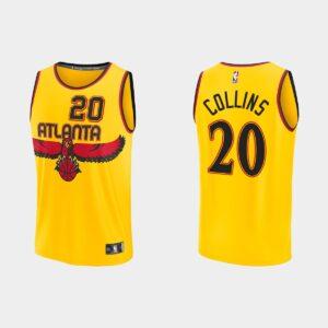 2021-22 Atlanta Hawks #20 John Collins Réplique Maillot de basket-ball City Gold Jersey 534285