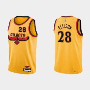 Maillot de basket-ball 2021-22 Atlanta Hawks #28 Malik Ellison 75e anniversaire City Gold Jersey 530756
