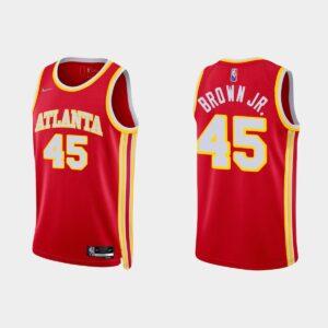 Maillot de basket-ball Atlanta Hawks #45 Chaundee Brown Jr. 2021-22, icône du 75e anniversaire, maillot rouge 531452