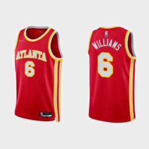 Maillot de basket-ball 2021-22 Atlanta Hawks #6 Lou Williams 75e anniversaire Icon Diamond Red Jersey 535036