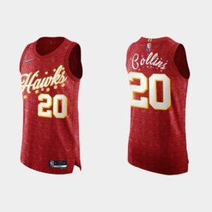 2021 Atlanta Hawks # 20 John Collins 75e maillot de basket-ball authentique rouge de Noël 532336