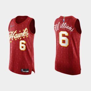 Maillot de basket 2021 Atlanta Hawks #6 Lou Williams NBA 75e Noël Rouge Authentique Jersey 532218