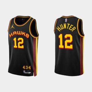 Maillot de basket-ball 2022-23 Atlanta Hawks #12 De'Andre Hunter Statement Maillot noir 530747