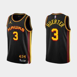 Maillot de basket-ball 2022-23 Atlanta Hawks #3 Kevin Huerter Déclaration Maillot Noir 531882