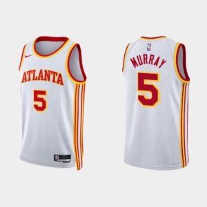 2022-23 Atlanta Hawks #5 Dejounte Murray Association Maillot de basket-ball blanc 520166