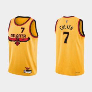 75e anniversaire Atlanta Hawks # 7 Jarrett Culver City maillot jaune maillot de basket-ball 519206