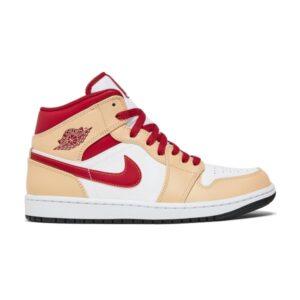 Air Jordan 1 Mid Light Curry Cardinal Rouge 554724 201