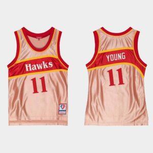 Atlanta Hawks # 11 Trae Young 75e anniversaire Maillot de basket-ball en or rose 529798
