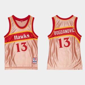 Atlanta Hawks # 13 Bogdan Bogdanovic 75e anniversaire Maillot de basket-ball en or rose blanc 529808