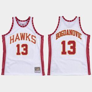 Maillot de basket-ball Atlanta Hawks # 13 Bogdan Bogdanovic rétro Hardwood Classics maillot blanc 534412