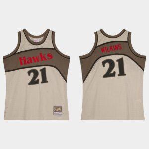 Atlanta Hawks # 21 Dominique Wilkins Hardwood Classics Maillot Gris 530678
