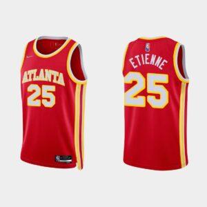 Atlanta Hawks # 25 Tyson Etienne NBA 75e anniversaire Icon Maillot rouge Maillot de basket-ball Bleu 528308