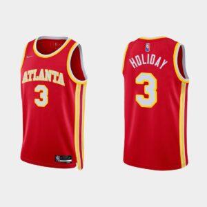 Atlanta Hawks #3 Aaron Holiday NBA 75th Anniversary Icon Maillot de basket-ball rouge Noir 527603