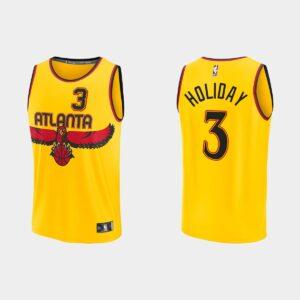 Atlanta Hawks #3 Aaron Holiday NBA Réplique City Or Maillot 528042