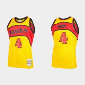 Atlanta Hawks #4 Spud Webb Hardwood Classics Reload 2.0 Maillot Jaune 521071