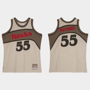 Maillot de basket-ball des Hawks d'Atlanta # 55 Dikembe Mutombo Hardwood Classics, gris, 530203