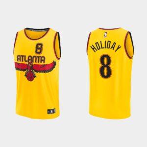 Atlanta Hawks # 8 Justin Holiday Replica City Gold Jersey Maillot de basket-ball Jaune 518398