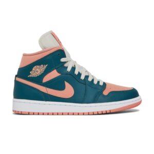 Femme Air Jordan 1 Mid Dark Teal Vert Rouge BQ6472 308