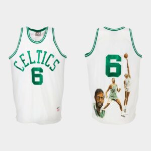 1962-63 Boston Celtics # 6 Bill Russell Hardwood Classics Maillot Blanc Maillot de Basket-Ball Crème 551033