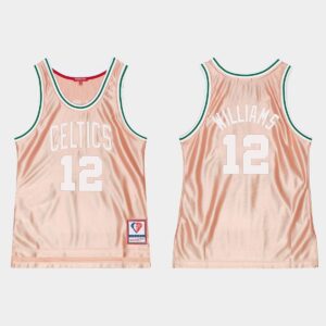 Maillot de basket 1985-86 Boston Celtics # 12 Grant Williams NBA 75e anniversaire maillot or rose blanc 552395