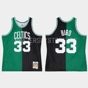 Maillot de basket-ball 1985-86 Boston Celtics # 33 Larry Bird Hardwood Classics Noir Vert Split Jersey Marron 552858