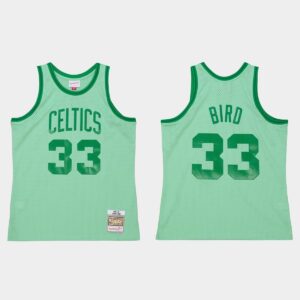 Maillot de basket-ball 1985-86 Boston Celtics # 33 Larry Bird Space Knit Vert HWC Jersey Noir 550997