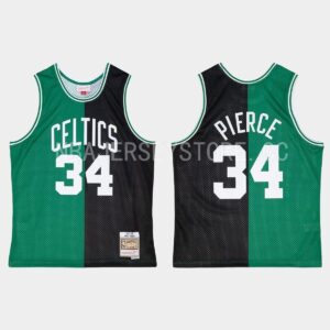 Maillot de basket-ball 2007-08 Boston Celtics # 34 Paul Pierce Hardwood Classics Noir Vert Split Jersey Jaune 552867