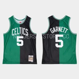 Maillot de basket-ball 2007-08 Boston Celtics # 5 Kevin Garnett Hardwood Classics Noir Vert Maillot Split Rose 552849