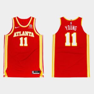 Maillot de basket-ball 2020-21 Atlanta Hawks # 11 Trae Young Icon Maillot rouge crème 545854