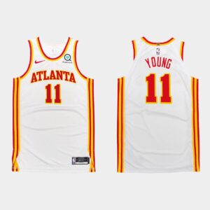 2020-21 Atlanta Hawks # 11 Trae Young White Association Maillot Noir 541096